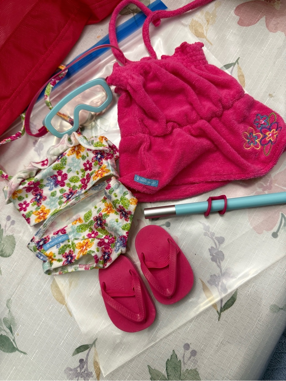 American Girl Floral Swim Outfit